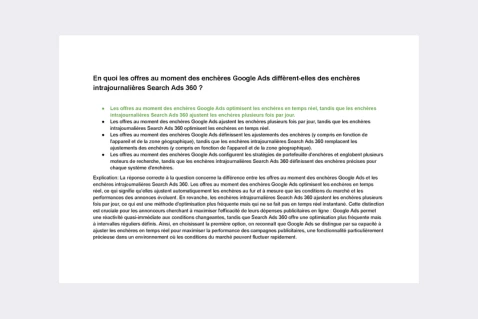 File preview Réponses de Certification Search Ads 360 Google Marketing Platforms